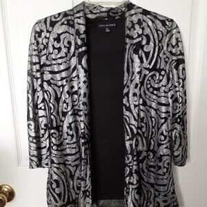 Sara Michelle Large Petite Black w/Gold Metallic Design Top w/Attached Shell